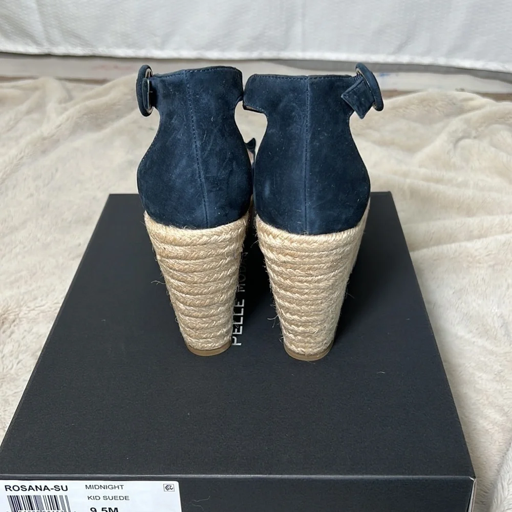 PELLE Moda Rosana Espadrille Midnight Platform Wedge Heel Sandal - Size 9.5, NIB